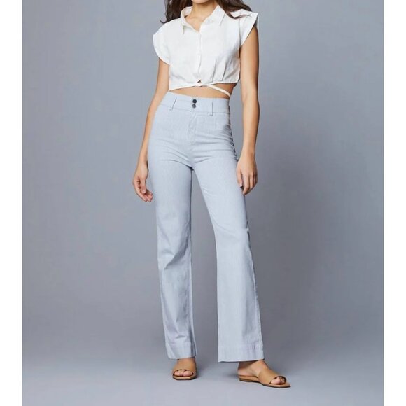 DL1961 Hepburn Wide Leg Vintage Jean in Nautical Stripe